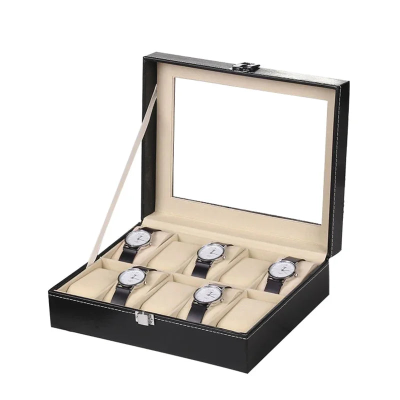 Watch Boxes 2/3/4/5/6/8/10/12 Girds Cases Storage Boxes Watch Organizer Case PU Leather Watch Display Jewelry Box For Best Gifts