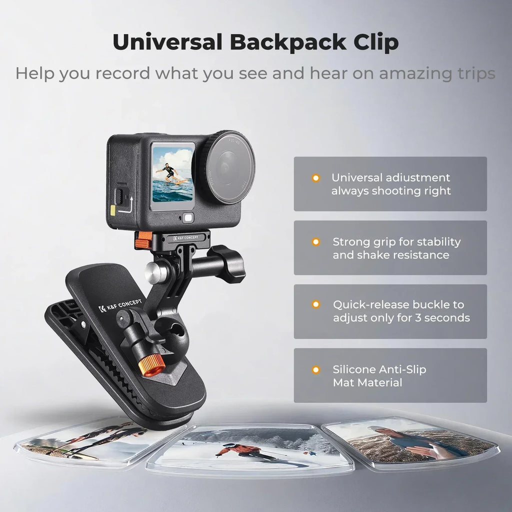 K&F Concept Magnetic Backpack Clip Mount for DJI Osmo Action 5/4/3, GoPro Hero, Insta360
