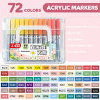 Acrylic Brush Markers Set with Portable Case, Liquid Ink Art Acrylic Paint Markers Set for Art and DIY Craft