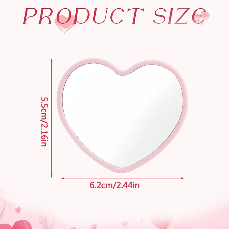 10pcs Heart Shaped Mini Mirrors Pink Party Favor Guest Gifts Wedding Birthday Decor