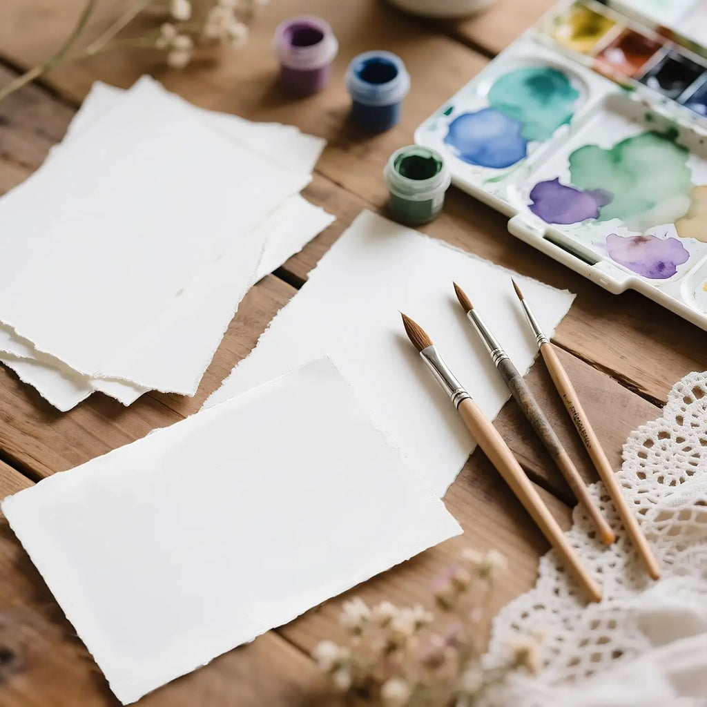 10-30 Sheets Watercolor Paper 300 GSM Thick Textured Cotton Paper - 4 x 6 Inch Deckled Edge Handmade Paper for Painting Postcard