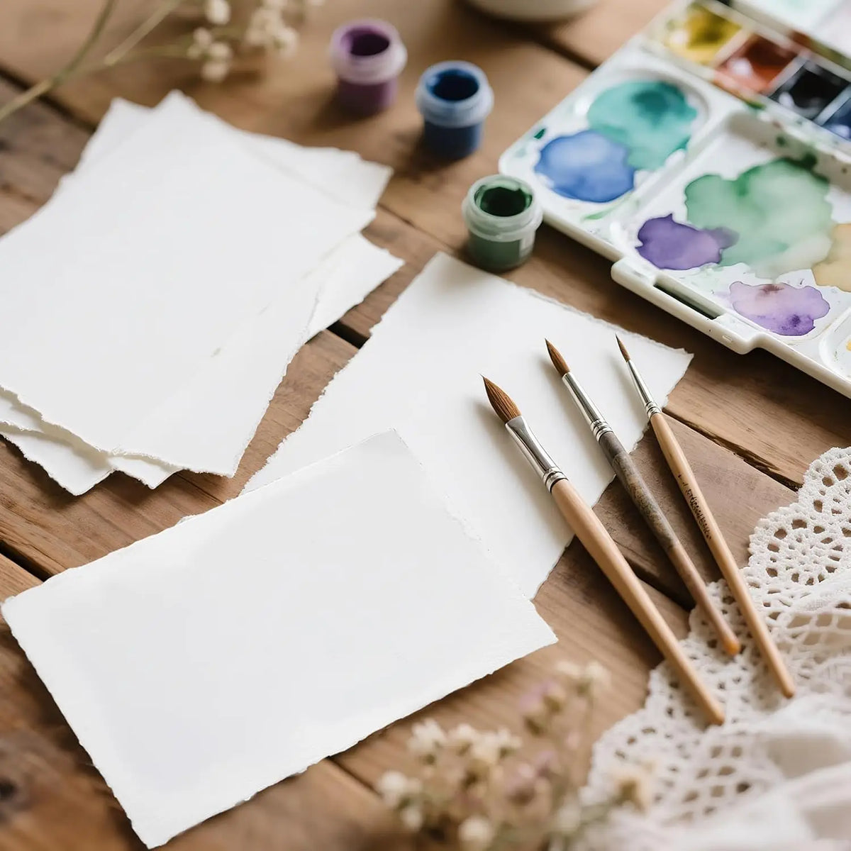10-30 Sheets Watercolor Paper 300 GSM Thick Textured Cotton Paper - 4 x 6 Inch Deckled Edge Handmade Paper for Painting Postcard