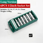 Hex socket wrench head set with holder, short/long nut driver sleeves, 6-10pcs