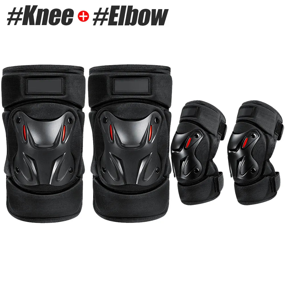 Motorcycle Knee and Elbow Pads Set, Shock Absorbing Warm Protective Guards, 1 Pair
