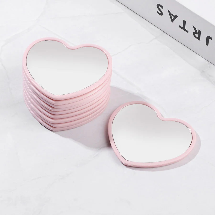 10pcs Heart Shaped Mini Mirrors Pink Party Favor Guest Gifts Wedding Birthday Decor
