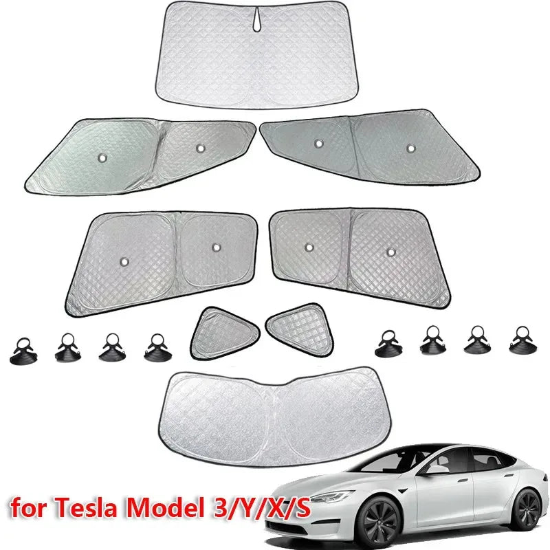 for Tesla Model 3 Y S X 2025-2020 26 Privacy Sunshade Side Window Sun Shades Front Rear Windshield Blind Shading Outdoor Camping
