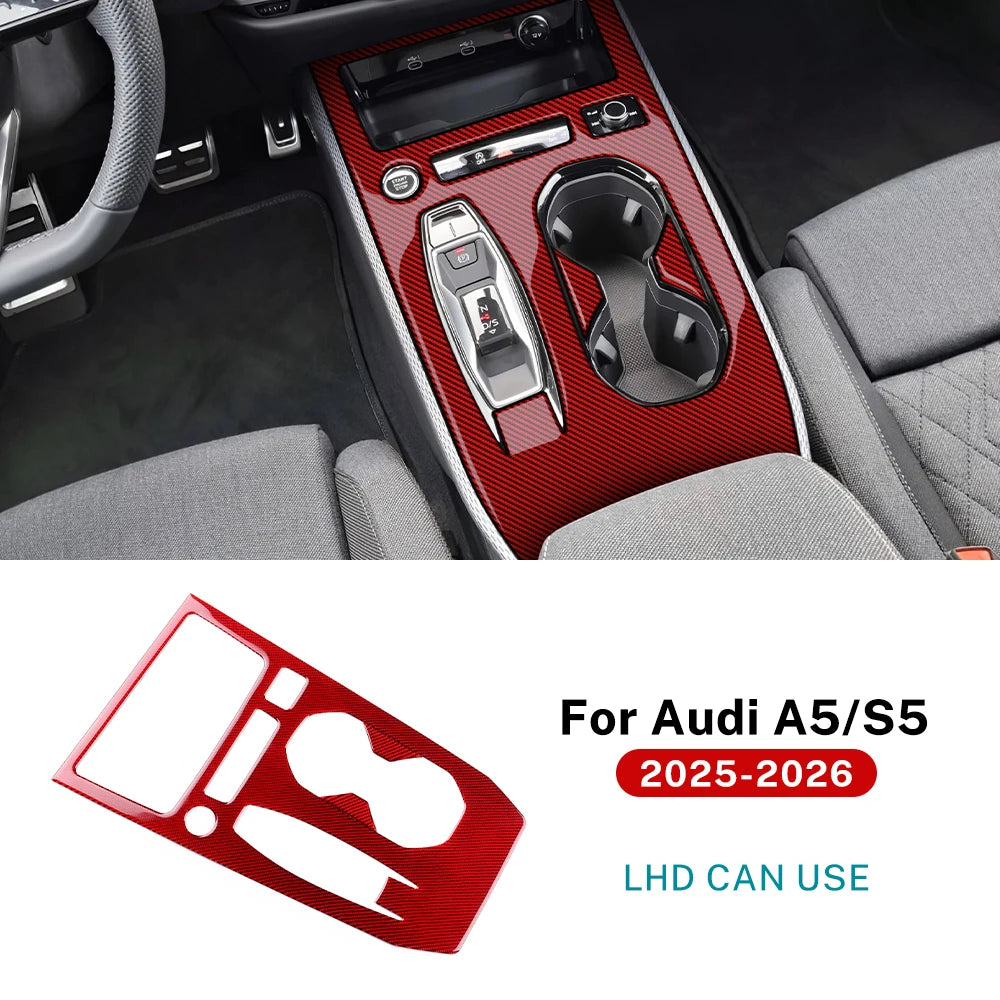 Real Soft Carbon Fiber Sticker for Audi A5 S5 B10 A6 e-tron 2025 2026 RHD LHD Automatic/AT Car Gear Shift Panel Accessories