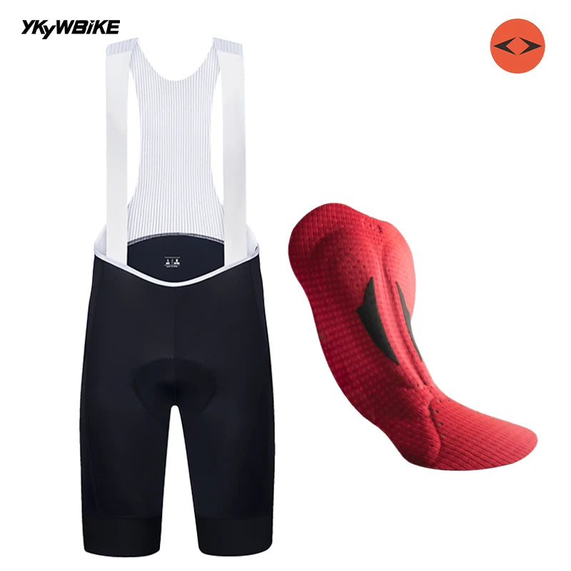 YKYWBIKE Men's Cycling Bib Shorts with Italy MITI Straps Road Bike Bib Pants Belgium and Interface Padded Bicycle Shorts MTB Pro