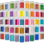 45 Colors Holographic Loose Glitter Mix Set - Chunky Hexagon + Fine Powder for Nail Art & Resin
