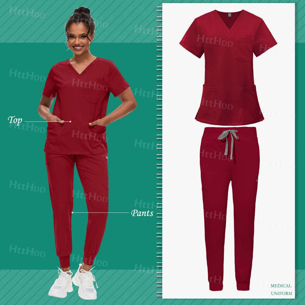 Scrub Sets Uniform Women Joggers Hospital Accessories Medical Surgical Gown Pharmacy Healthcare Work Wear Unisex Mens Scrub Soft