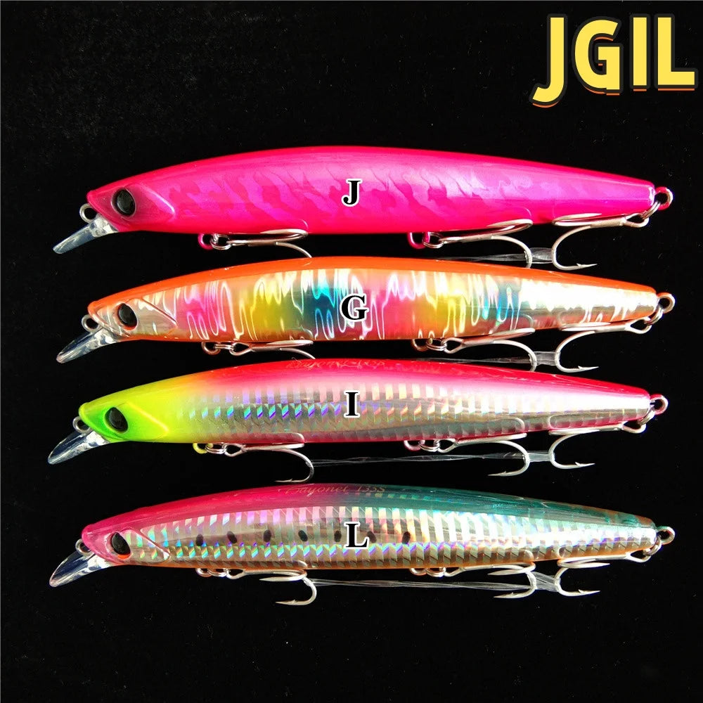 TSURINOYA 4PCS Ultra Long Casting Saltwater Sinking Minnow Sea Fishing Lure BAYONET 135mm 26.4g Seabass Mackerel Hard Bait