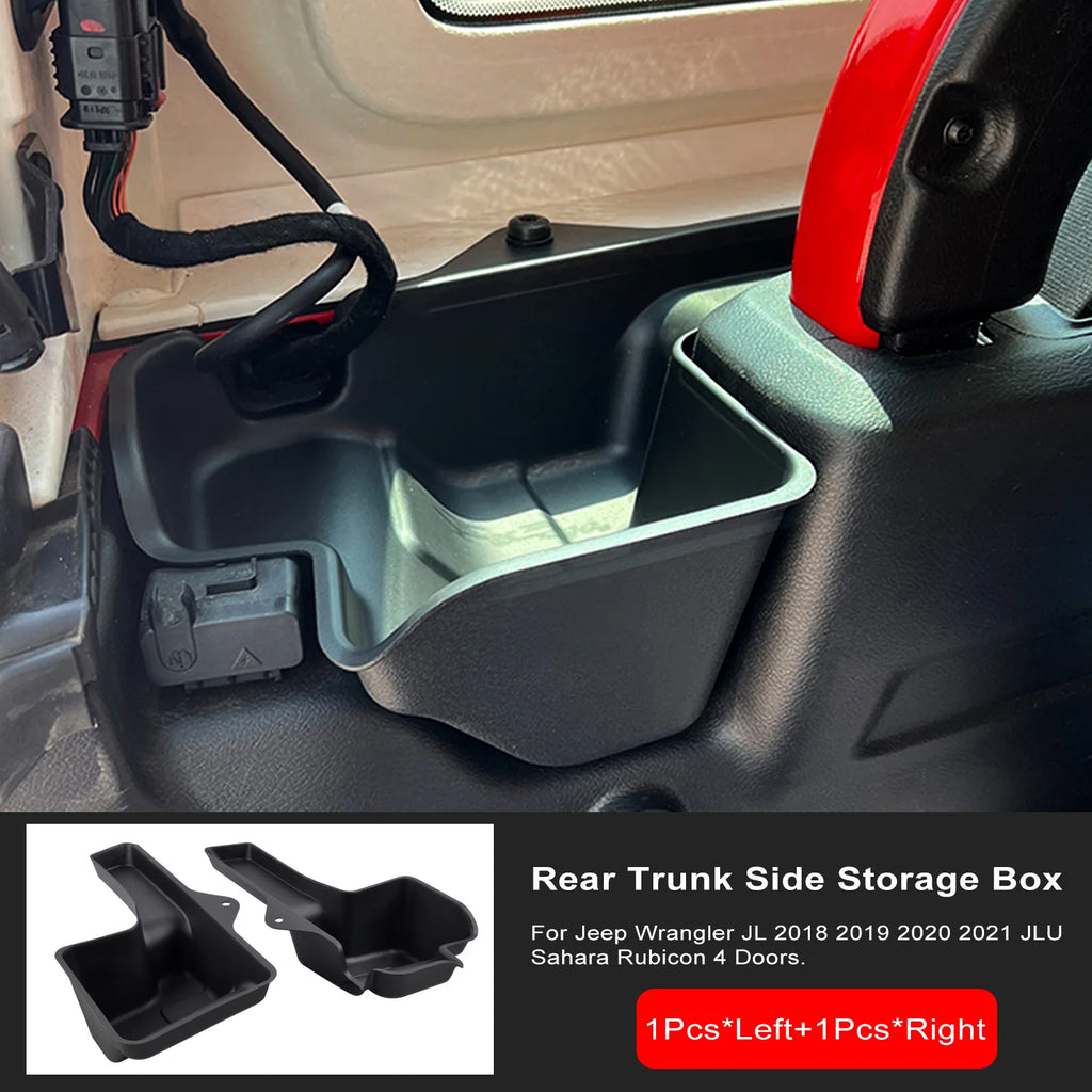 Rear Trunk Side Storage Box Organizer Tray Stowing Tidying For Jeep Wrangler JL 2018 2019 2020 2021 JLU Sahara Rubicon 4 Doors
