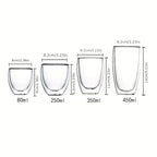 80/250/450ml Double-Wall Insulated Clear Glass Espresso Cups Perfect for Tea, Coffee, Latte, Cafe, Milk, Restaurant Use
