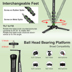 Manbily Lightweight Camera Tripod Monopod Selfie Stick Aluminum A-222 Pro For Canon Nikon DSLR Travel Max 170cm with M-2 Base