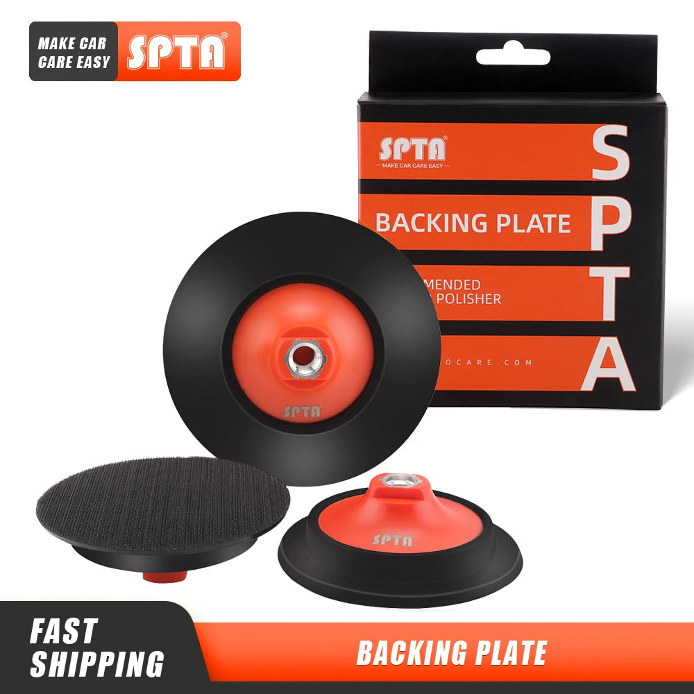 SPTA 5" 125mm 6" 150mm M14 5/8-16 Thread Backing Plate Hook Loop Car Polishing Buffing Pad Professional Disc for Rotary Polisher