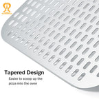 SHANGPEIXUAN Perforated Pizza Peel with Turning Pizza Peel Wood Handle Pizza Shovel Anodized Short Spatulas Baking Tools