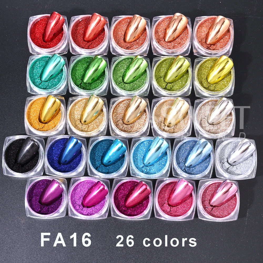 24/26/45 Colors Chrome Nail Powders Gold Silver Metallic Mirror Effect  Holographic Nail Glitter Material for Manicure Supplies