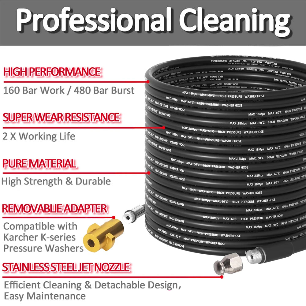 6M Sewer Drain Water Cleaning Hose Pipe Cleaner for Karcher Huter Hammer Nilfisk STIHL Bosch Lavor High Pressure Washer