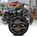 Motorcycle 5.75 Inch LED Headlight Projector Angel Eyes H4 5 3/4" Headlamp DRL Turn Signal For Harley Sportster Dyna Iron 883