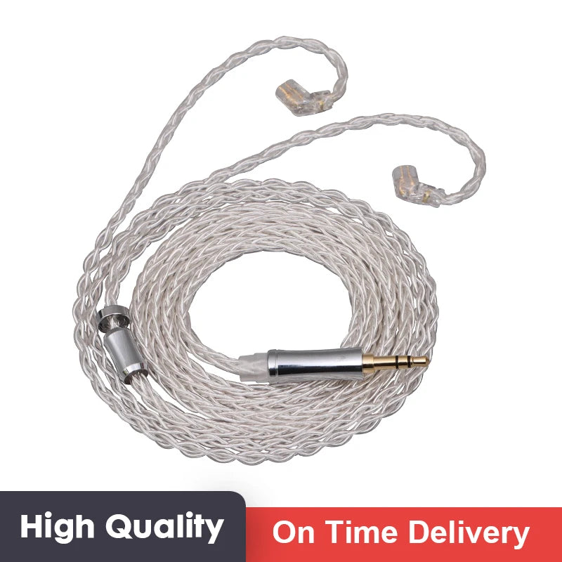 XINHS 8 Core Silver Plated Earphone Upgrade Cable MMCX 0.78mm 2Pin QDC TFZ HIFI Cable