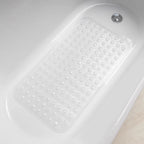1pc PVC Non-Slip Bath Mat with Suction Cups & Drain Holes 15*27.6in/38*70cm- Fast Draining Shower Mat Bathtub Mat Bathroom Mat
