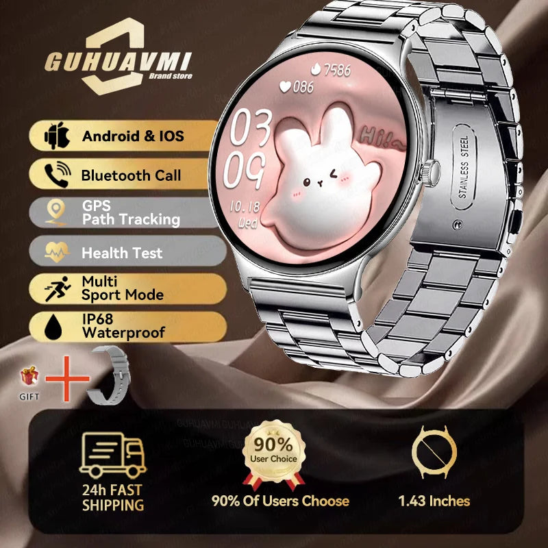 2025 New Smart Watch For Women Gift 1.43 Inch Full Touch Screen Sports Fitness Watches Bluetooth Calls Digital Smartwatch Ladies