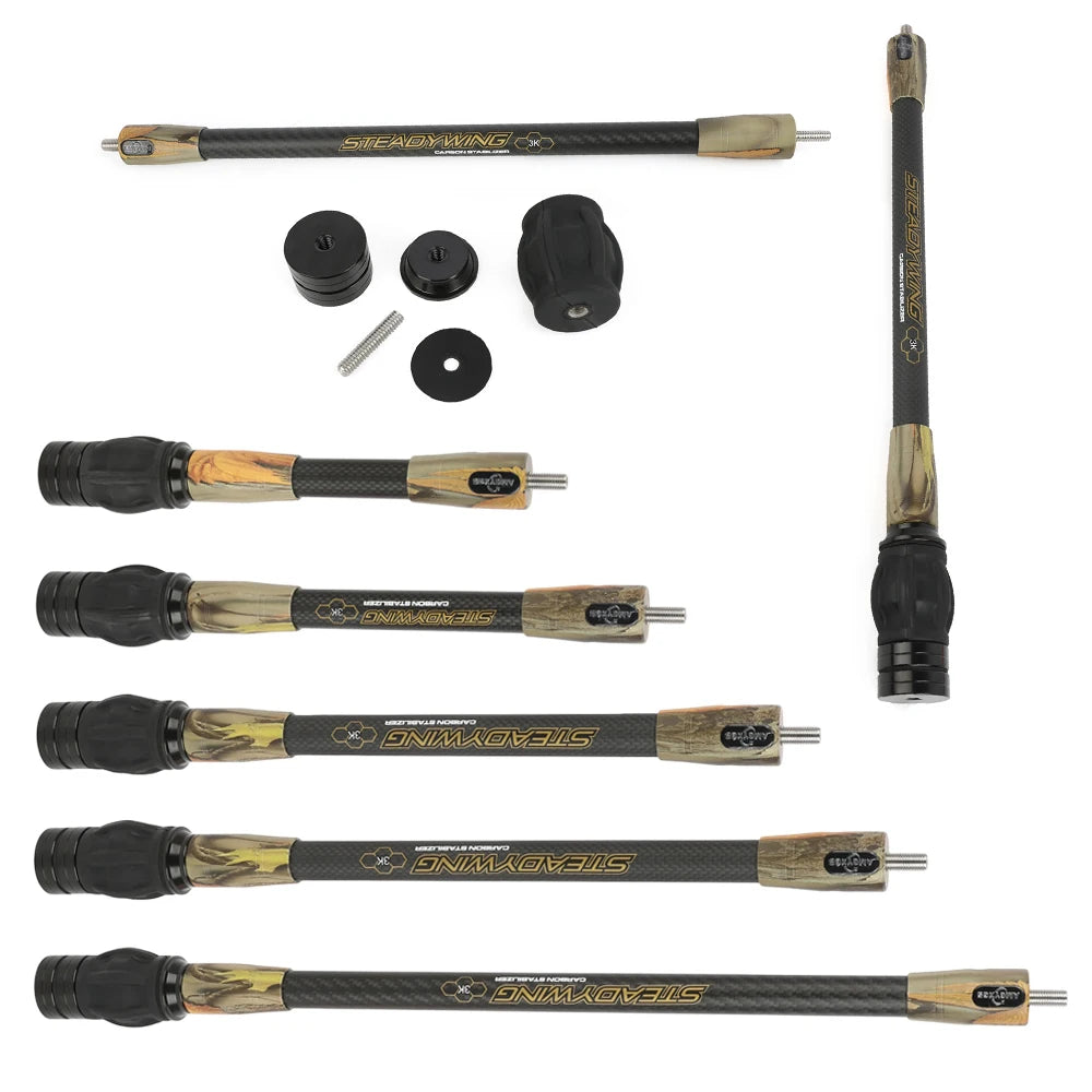 Archery Bow Stabilizer 3K Carbon Fibre Rod Stainless Steel Counterweight Bow Arrow Hunting Shooting Target Damper Shock Absorber