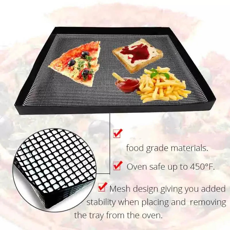 YOMEEI 1Pcs Non-stick Coating Baking Tray Mat Food Basket Roaster Rack Oven Baking Mesh Tray Heat Resistant Baking Tools
