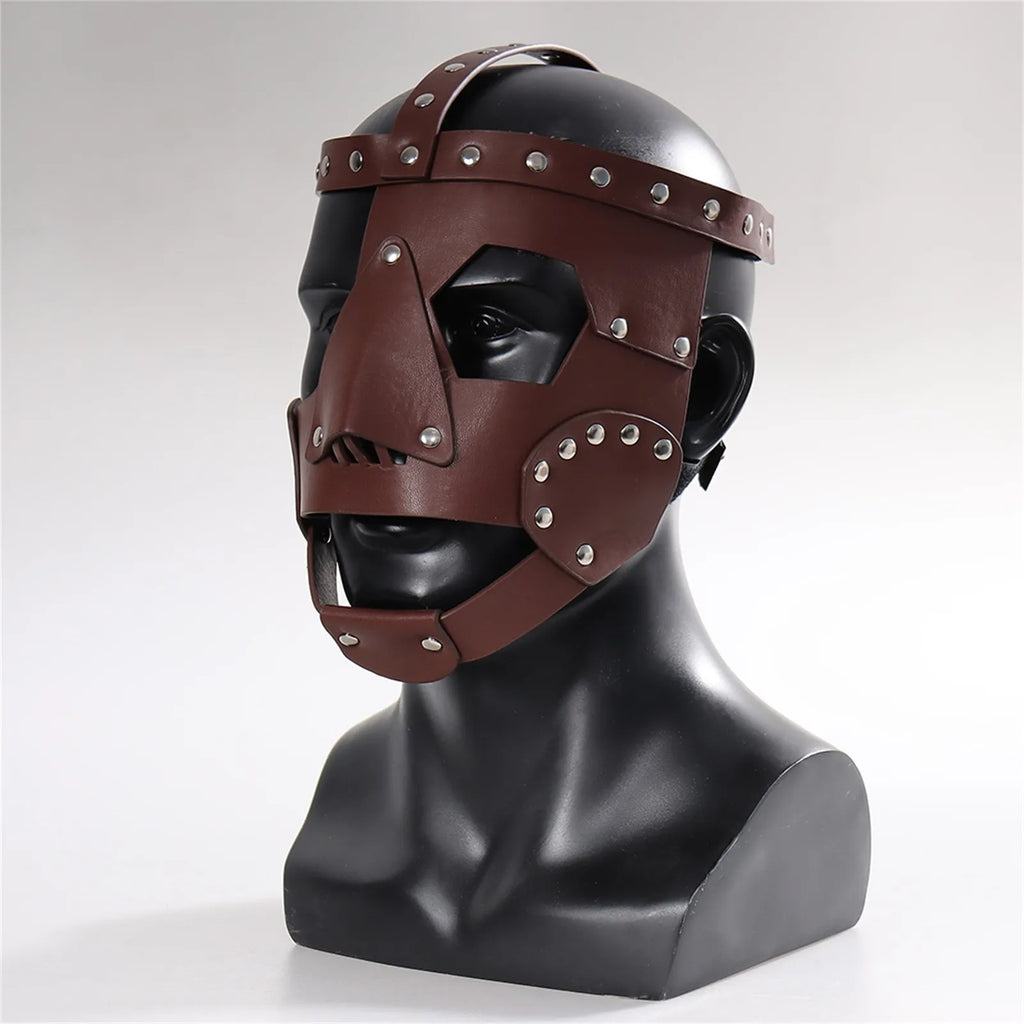 Vintage Claret Leather Mask Medieval Renaissance Halloween Cosplay Costume Prop