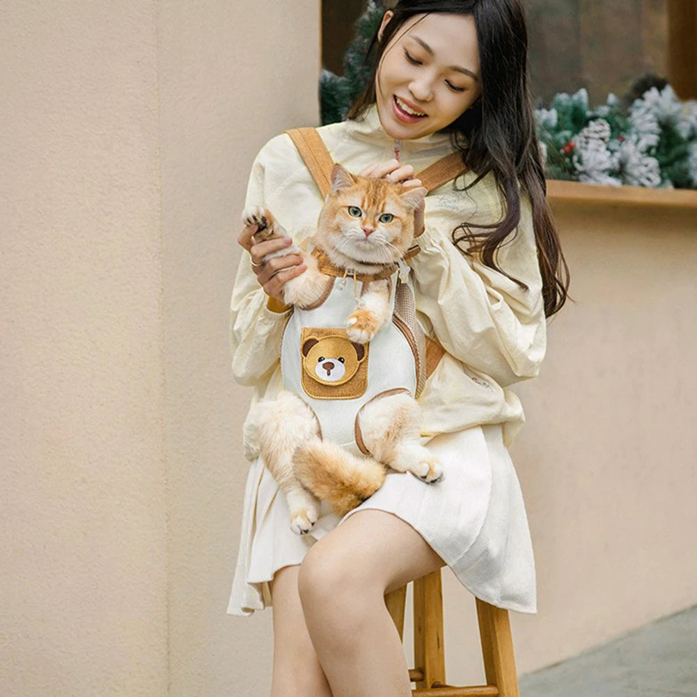 Breathable Cat Backpack Carrier, Hands-Free Foldable Pet Travel Bag, Water-Resistant, Sizes S-XL