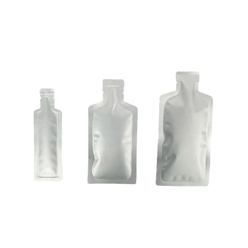 100pcs Bottle Shaped Small Sample Bag Food Grade Aluminum Foil Packaging Pouches for Juice Liquid Beverage Drinking 10g 30g 50g