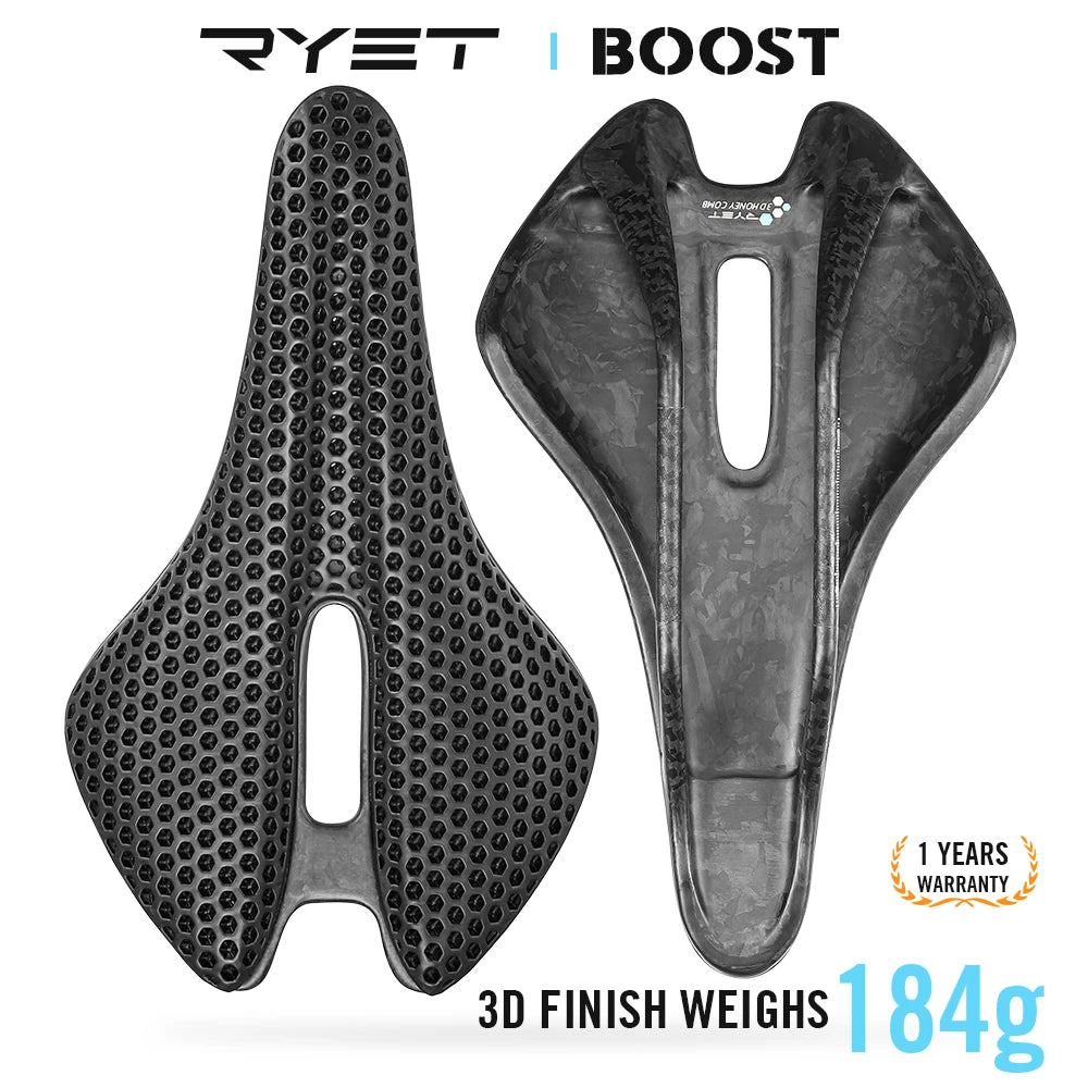 RYET Full Carbon T1000 3D Printed Saddle Bicycle Saddle for Road MTB Gravel Bike Seat Cushion Bicycle Accessories 250*150mm