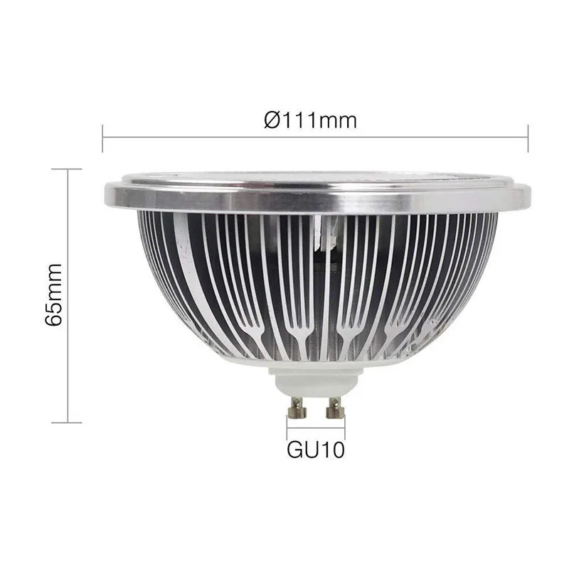 Dimmable LED AR111 Lamp 10W GU10 G53 Base Substitute Halogen Lamps 15W LED Downlight ES111 Bulbs COB Spotlight 85-265V/DC12V