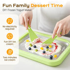 DIY Ice Cream Maker Yogurt Maker Machine Child's Homemade Cream Sorbet Gelato,Household Rolled Ice Cream Maker With 2 Spatulas