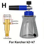 Stylish blue-black foam cannon, 1/4" quick-connect fitting, leak-proof lid air valve, for Karcher Elitech Bort AR Bosch