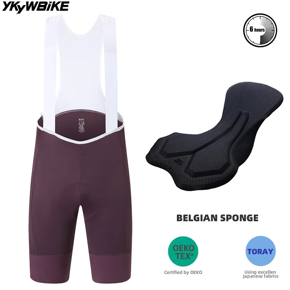 YKYWBIKE Men's Cycling Bib Shorts with Italy MITI Straps Road Bike Bib Pants Belgium and Interface Padded Bicycle Shorts MTB Pro