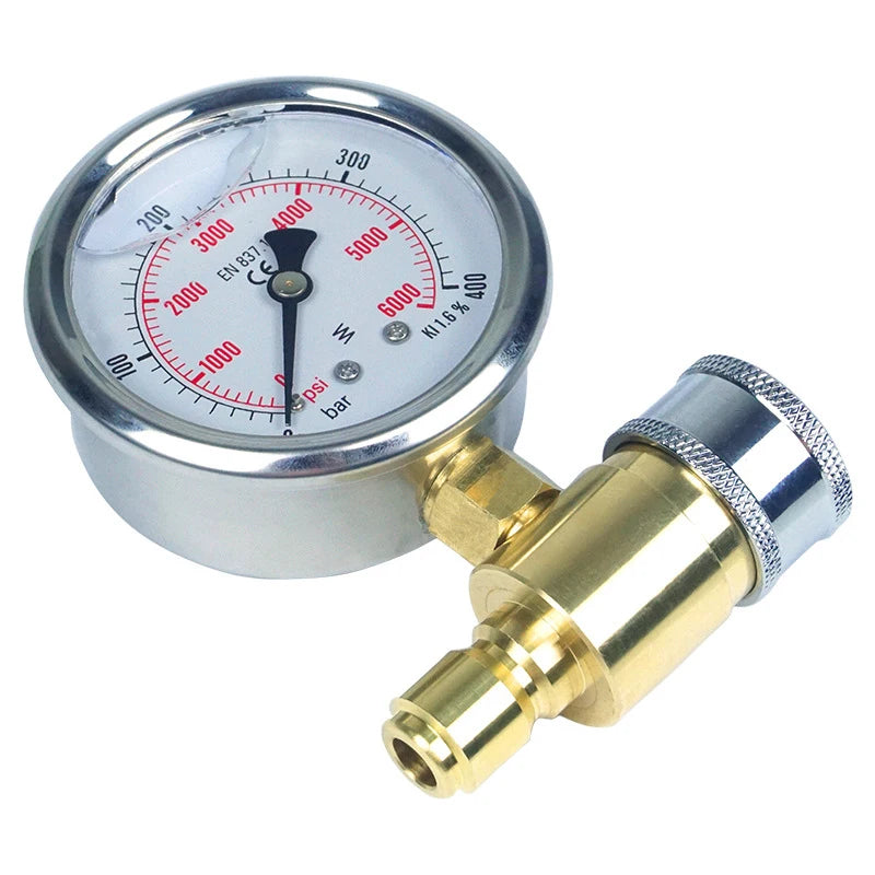 3/8 "stainless steel brass, quick insert shock-proof pressure 5000PSI Pressure washer Pressure gauge red pointer, high precision