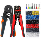 Self-Adjusting Wire Strippers and Crimper Tool,Hexagonal Self-Adjustable Ratchet Ferrule Crimping Tool Kit with Wire Terminals
