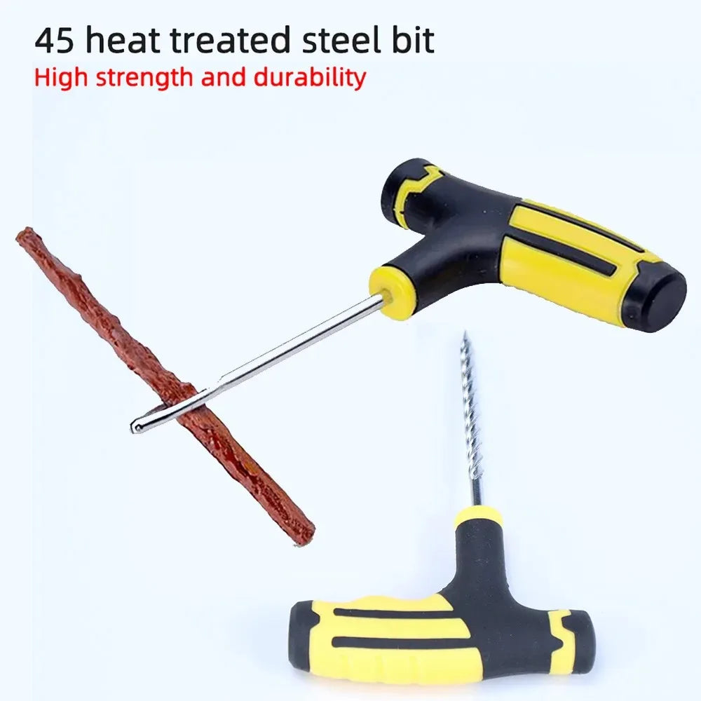 Motorcycle Tire Puncture Repair Kit with Plug Strips & Tools, 22-36pcs Set