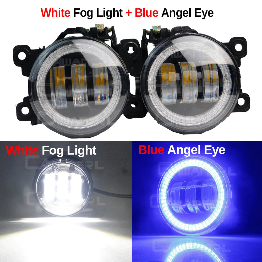 2 Pieces 90MM Round Angel Eye LED Fog Light For Suzuki Jimny 1998-2017 30W H11 Adjustable Car Front Fog Daytime Running Lamp DRL