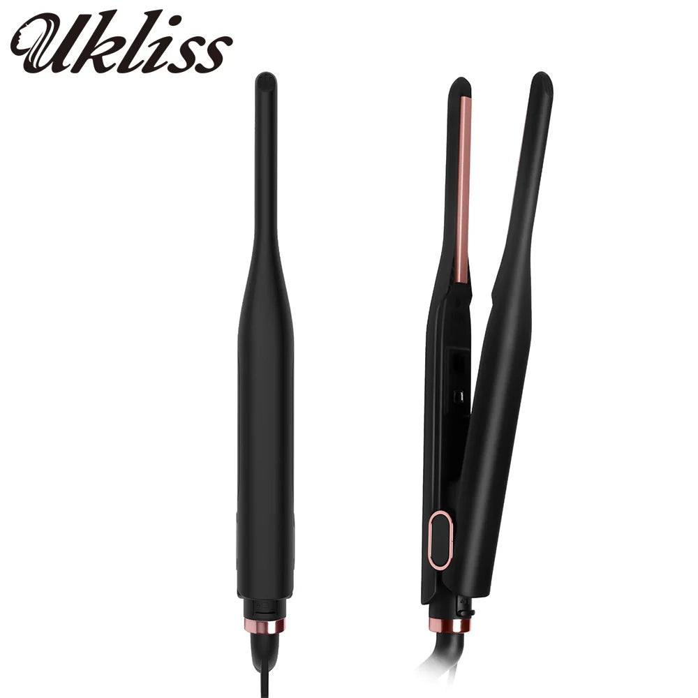 Mini Pencil Flat Iron Hair Straightener, Ceramic Plates, Beard & Short Hair, EU/US Plug