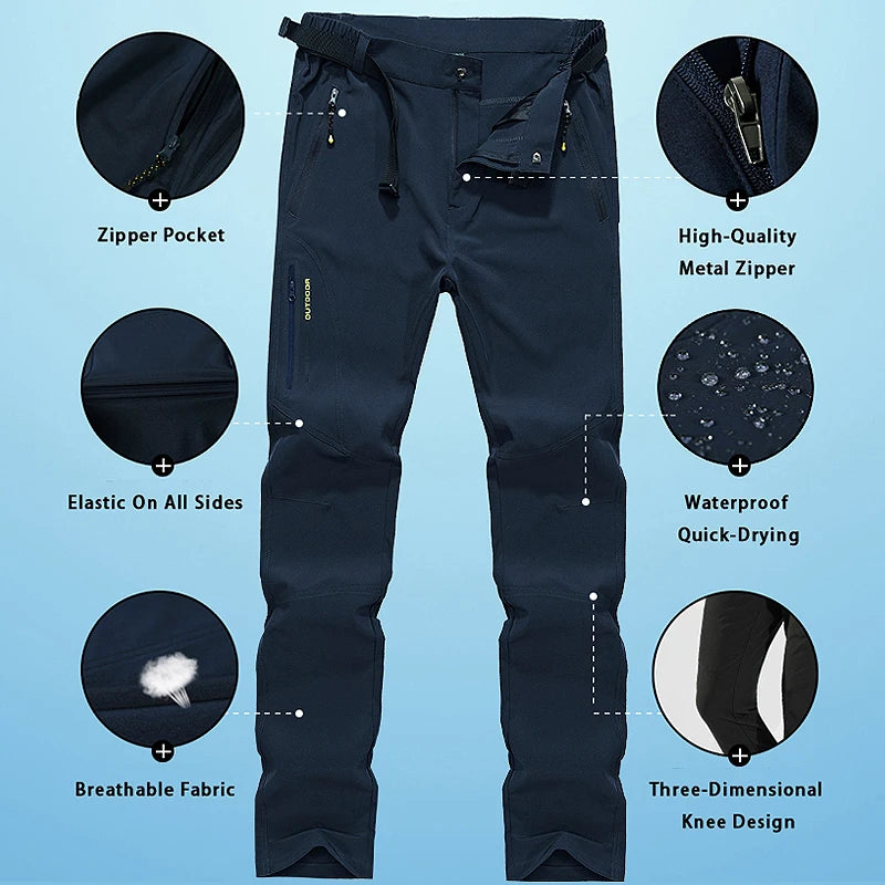 EUMERGX Men Hiking Pants Outdoor Camping Trekking Running Climbing Mountain Trousers Lightweight Quick Dry Waterproof Pants