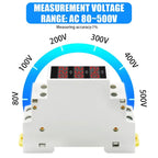 18MM Din Rail Mount Single Three Phase Voltage Meter AC 80-500V Modular Voltmeter Gauge Indicator LED Digital Display Detector