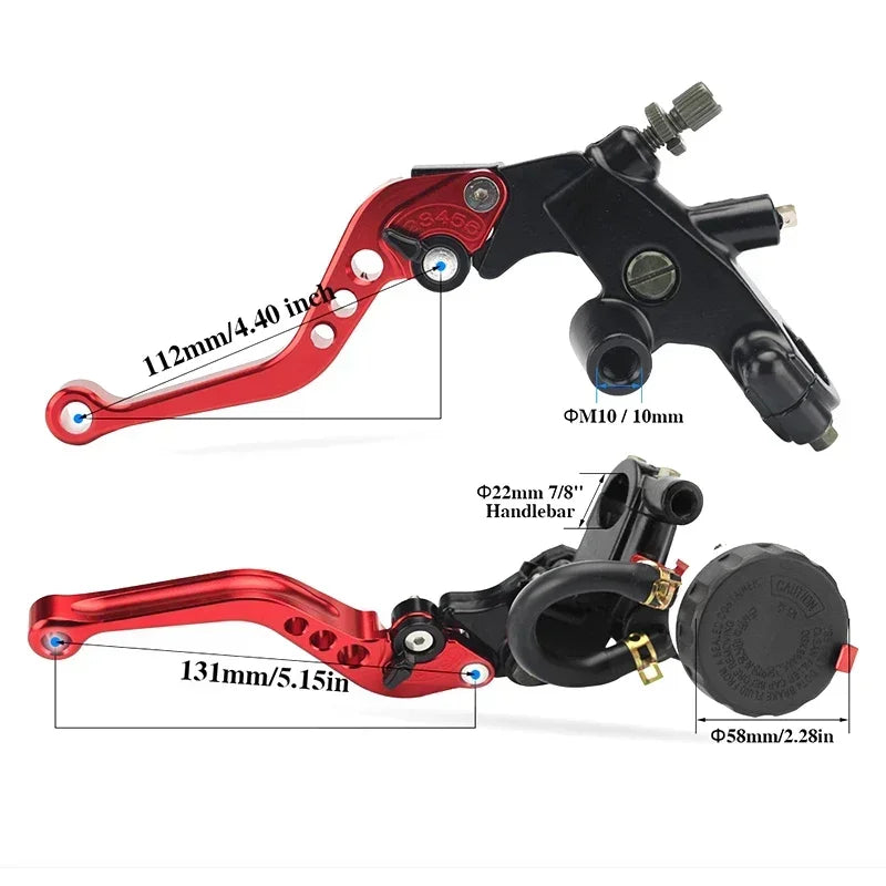 Universal 7/8in 22mm CNC Aluminum Hydraulic Brake Clutch Master Cylinder Lever, 1pc