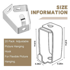 B97A-20 Pack Adjustable Picture Hanging Hook Rail Hanger Hooks For Art Hanging Systems And Other Picture Display Systems
