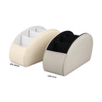 5-slot PU leather desk organizer storage box for remote control, phone, cosmetics brushes