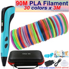 New Children's 3D Pen 3D Printing Pen with LCD Screen 200M PLA and Power Adapter Travel Case Christmas Birthday Gift for Kids