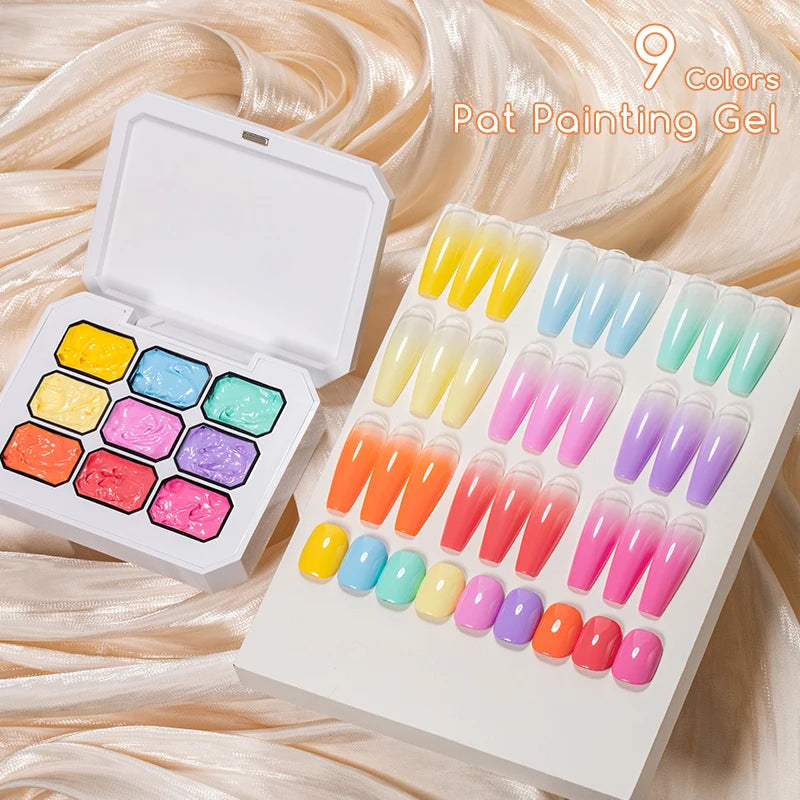 1-9Colors Candy Oil Painting 3D Sculpture Creative DIY Gel Soak Off Gel Nail Modeling Gel Carving Nail Texture Glue Soild