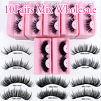 Free Shipping 10Pairs/Pack Fluffy Wispy Natural Strip Lashes With Spikes Wholesale in Bulk Faux Mink Lashes Supplies