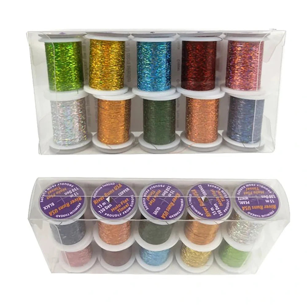 Premium Fly Tying Thread Material for Flies Holo Flat Thread 10 Colors